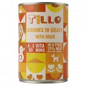 TILLO Chunks in gravy Duck mitrā barība suņiem, 415 g