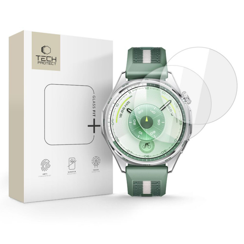 Tech-Protect Glass Fit+ rūdītais stikls Huawei Watch GT 6 46mm, caurspīdīgs (2 gab.)