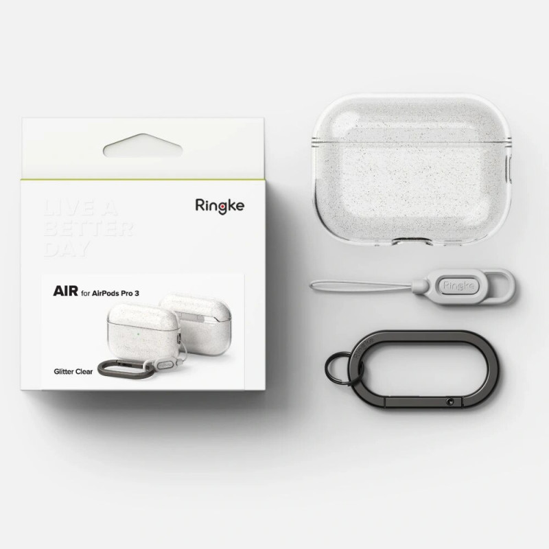 Ringke Air Ringke maciņš Apple AirPods Pro 3 austiņu uzlādes futrālim, caurspīdīgs ar spīdumiem