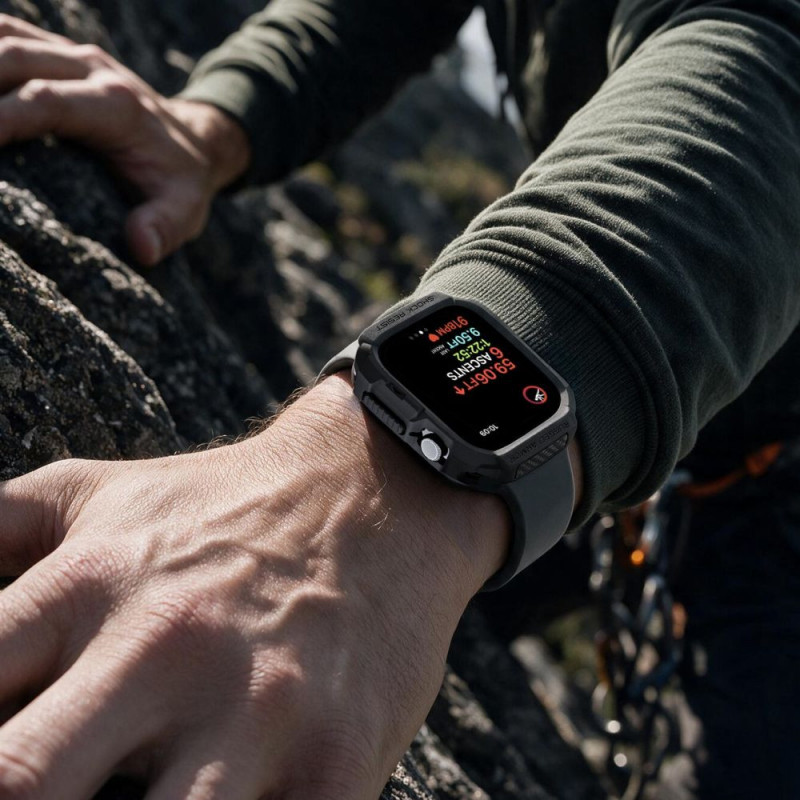 Spigen Rugged Armor ACS11886 maciņš Apple Watch 12 46 mm, matēti melns