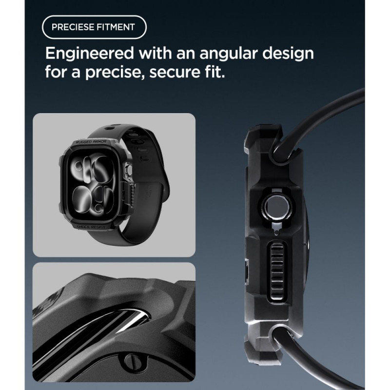 Spigen Rugged Armor ACS11886 maciņš Apple Watch 12 46 mm, matēti melns