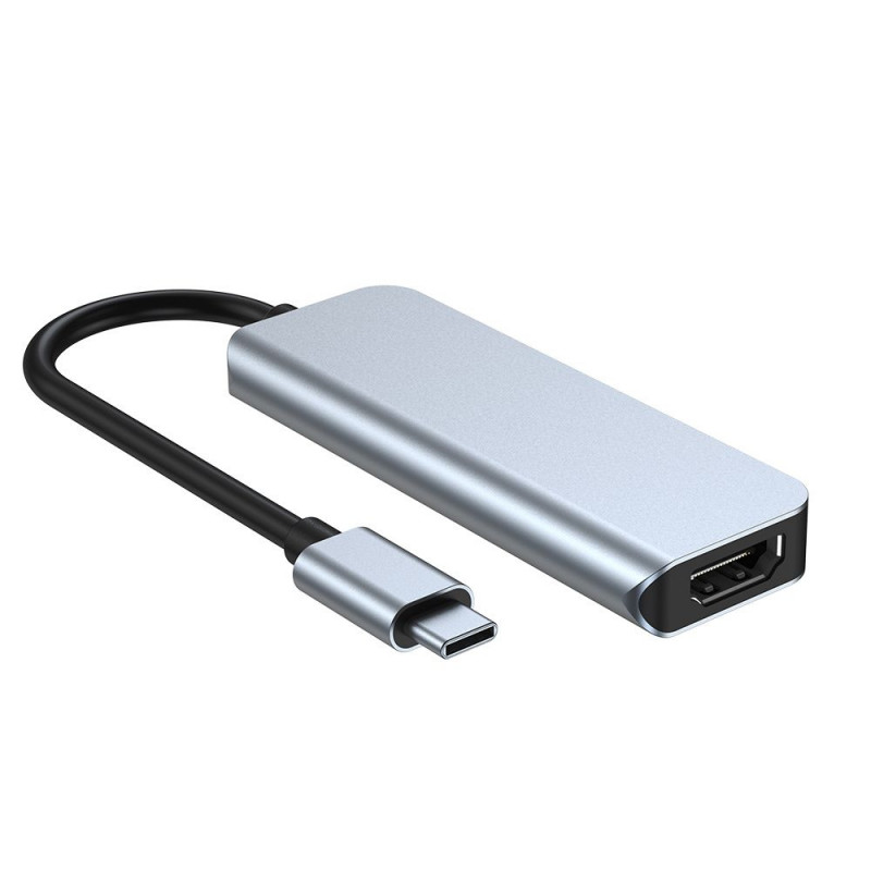 Tech-Protect V2 4-in-1 USB-C hub, pelēks