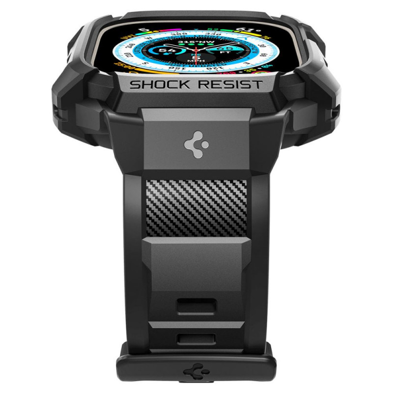 Spigen Rugged Armor Pro siksnas maciņš Apple Watch Ultra 1 / 2 / 3 49 mm, melns