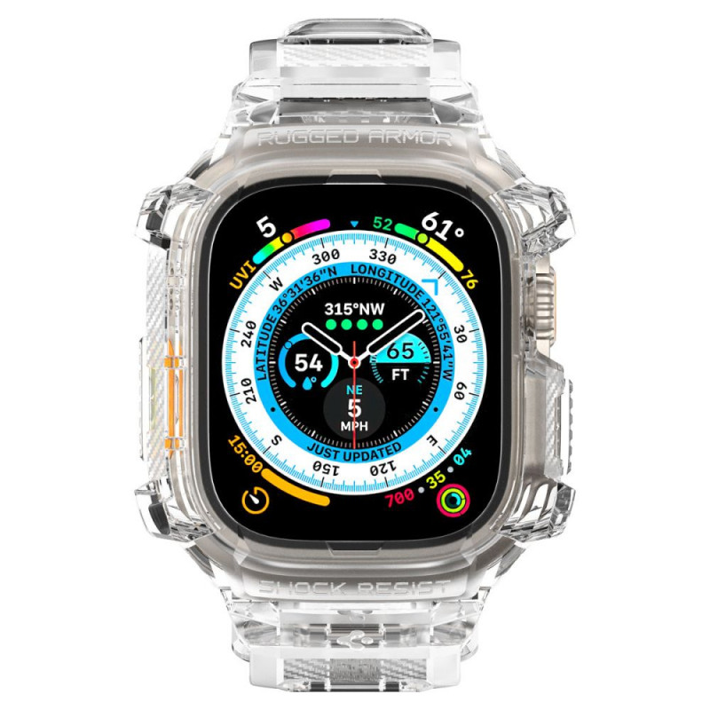 Spigen Rugged Armor Pro siksnas maciņš Apple Watch Ultra 49 mm, Crystal Clear