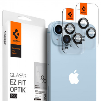 Spigen Optik.tR EZ Fit kameras objektīva aizsargs Apple iPhone 14 / 14 Plus / 15 / 15 Plus, melns (2 gab.)