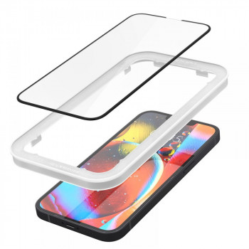Spigen ALM Glass FC (AlignMaster) rūdītais stikls Apple iPhone 13 / 13 Pro / 14, melns