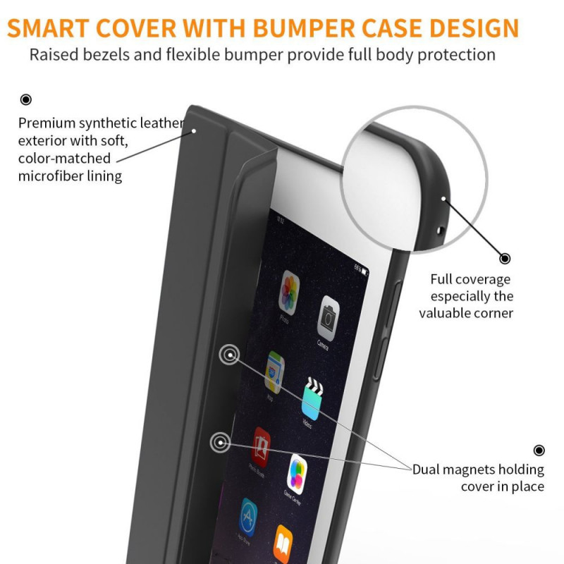 Tech-Protect Smartcase THP770BLK apvalks Apple iPad 9.7 (2017/2018, 5./6. paaudze), melns