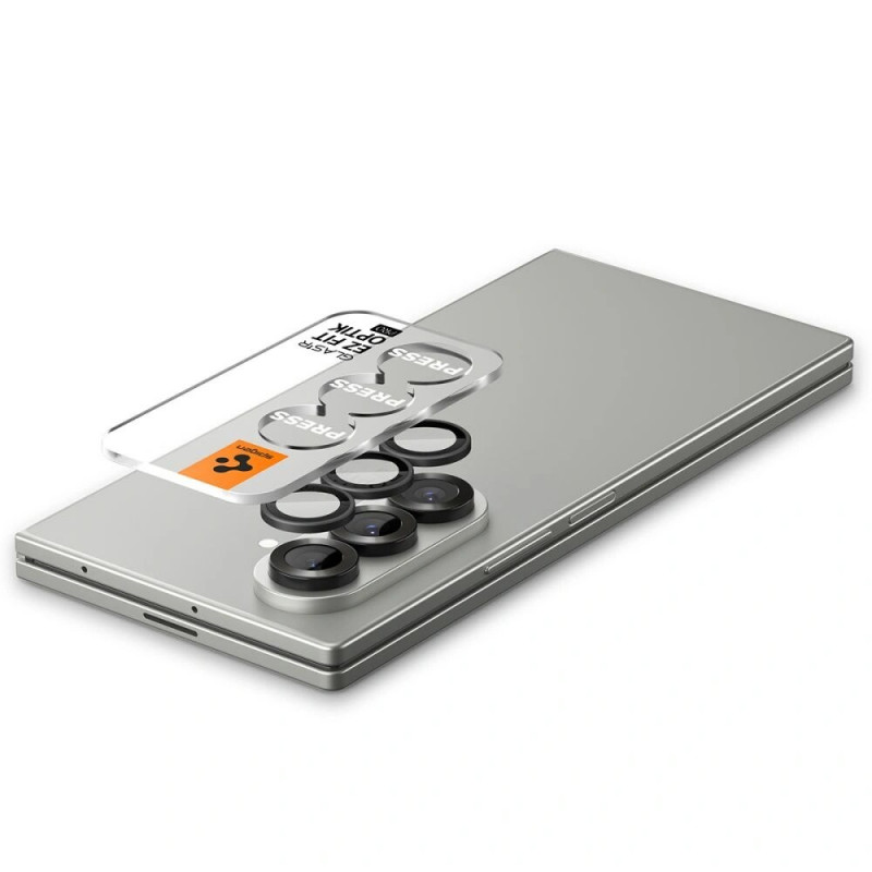 Spigen Optik Pro HD Glas.tR EZ Fit AGL09581 kameras aizsargs Samsung Galaxy Z Fold 7 / 8 Ultra, melns (2 gab.)