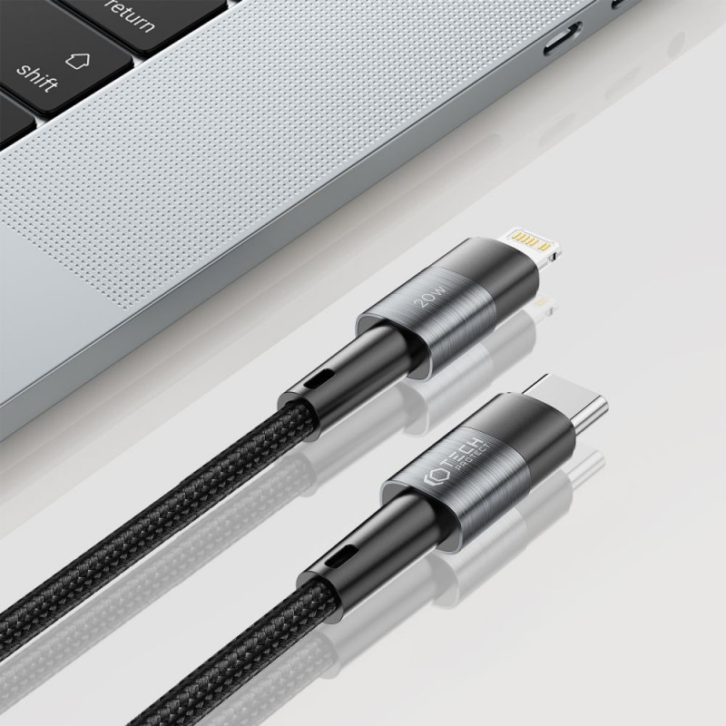 Tech-Protect UltraBoost USB-C/Lightning kabelis PD 20W 3A 200 cm, pelēks