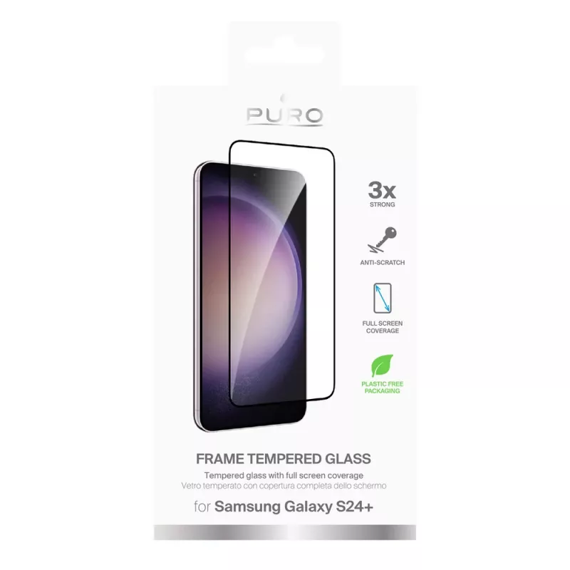 PURO Frame rūdītais stikls ar melnu rāmi Samsung Galaxy S25+ / S24+