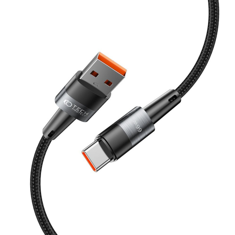 Tech-Protect Ultraboost USB-A / USB-C kabelis, 66W, 6A, 50 cm, pelēks