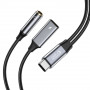 Tech-Protect Ultraboost USB-C uz USB-C un mini jack 3.5 mm adapteris, 60W, melns
