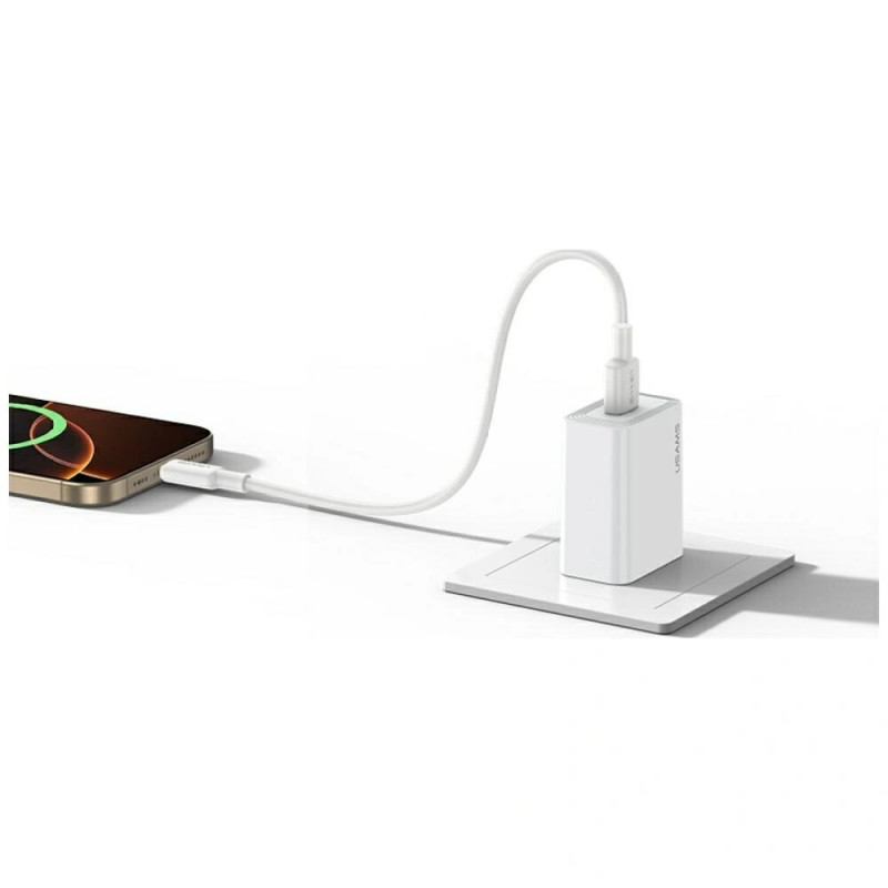 USAMS CC326 T69 USB-A sienas lādētājs, 10.5 W, 2.1 A, balts