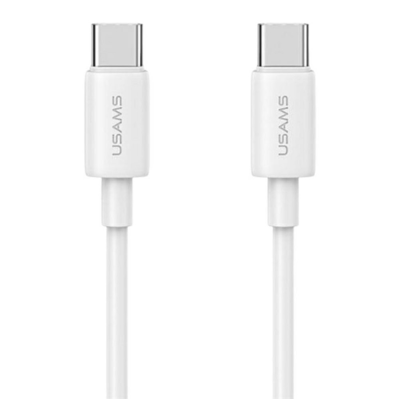 USAMS CC339 T76 45W GaN USB-C sienas lādētājs ar SJ711 USB-C–USB-C kabeli (1 m), balts