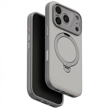 UNIQ Elix 360 Rotating Kickstand vāciņš Apple iPhone 18 Pro / 17 Pro, gaiši pelēks