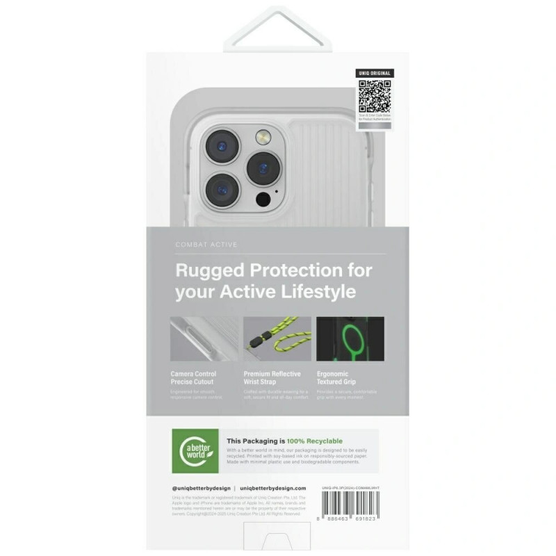 UNIQ Combat Active vāciņš Apple iPhone 16 Pro, Magclick Charging, lume white