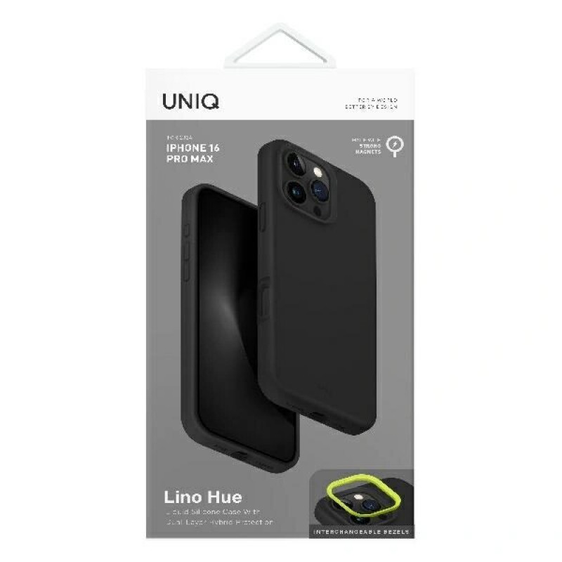UNIQ Lino Hue vāciņš Apple iPhone 16 Pro, Magclick Charging, charcoal grey