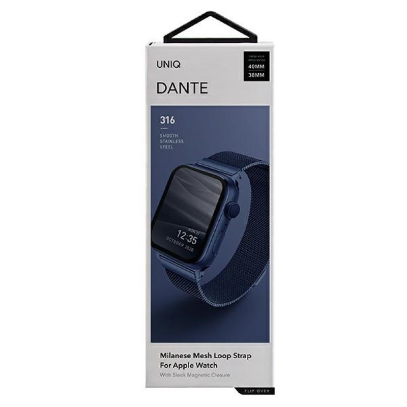 UNIQ Dante nerūsējošā tērauda siksniņa Apple Watch 4/5/6/7/SE 40/41 mm, Marine Blue
