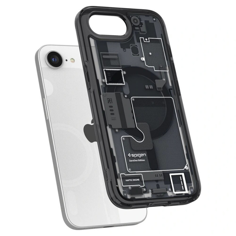 Spigen Ultra Hybrid Mag MagSafe apvalks ar magnētisko gredzenu Apple iPhone 17e / 16e, Zero One Black