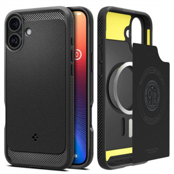 Spigen Rugged Armor Mag MagSafe vāciņš Apple iPhone 16, matēti melns