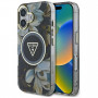 Guess Glitter Flowers Triangle Buttons MagSafe vāciņš Apple iPhone 16, melns