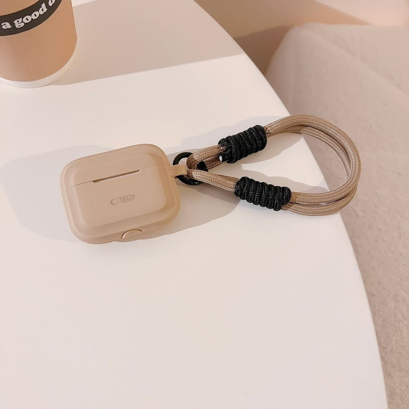 Tech-Protect Silicone Rope maciņš Apple AirPods Pro 1 / 2, Cafe Latte