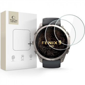 Tech-Protect Glass Fit+ rūdītais stikls Garmin Fenix 9 Pro 51 mm, caurspīdīgs (2 gab.)