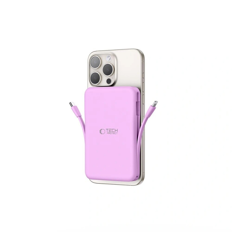 Tech-Protect PB31 LifeMag MagSafe bezvadu ārējais akumulators, 10000 mAh, 15 W, Lavender