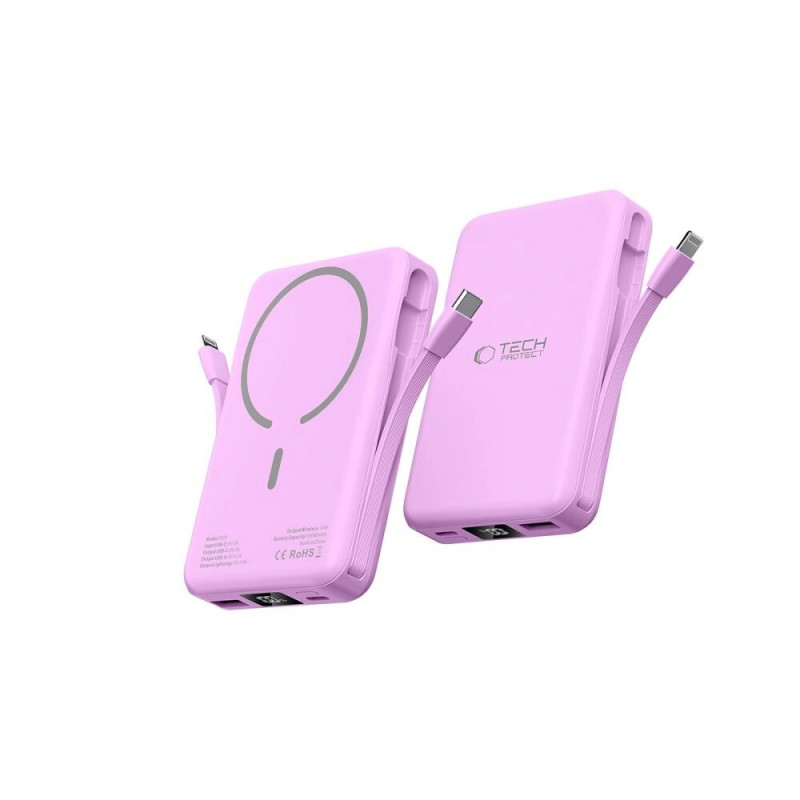 Tech-Protect PB31 LifeMag MagSafe bezvadu ārējais akumulators, 10000 mAh, 15 W, Lavender