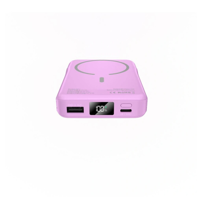 Tech-Protect PB31 LifeMag MagSafe bezvadu ārējais akumulators, 10000 mAh, 15 W, Lavender