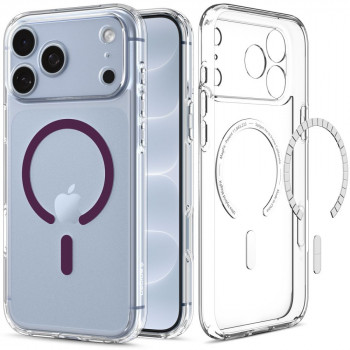 Spigen Ultra Hybrid MagSafe apvalks Apple iPhone 17 Pro / 18 Pro, Clear/burgundy