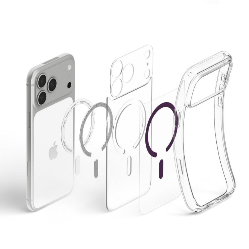 Spigen Ultra Hybrid MagSafe apvalks Apple iPhone 17 Pro / 18 Pro, Clear/burgundy