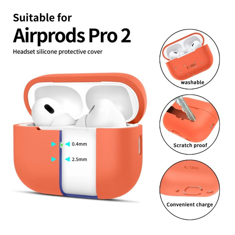 Tech-Protect silikona futrālis Apple AirPods Pro 1/2, Neon Orange