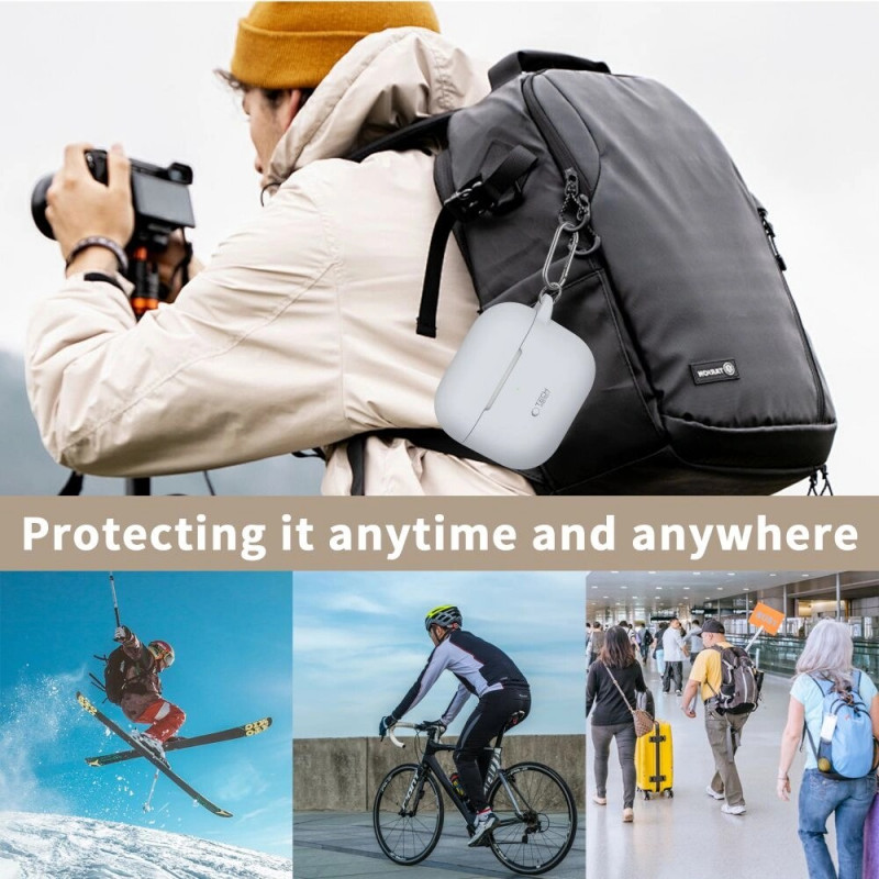 Tech-Protect Silicone Hook futrālis Apple AirPods 3 ar karabīni, Lavender