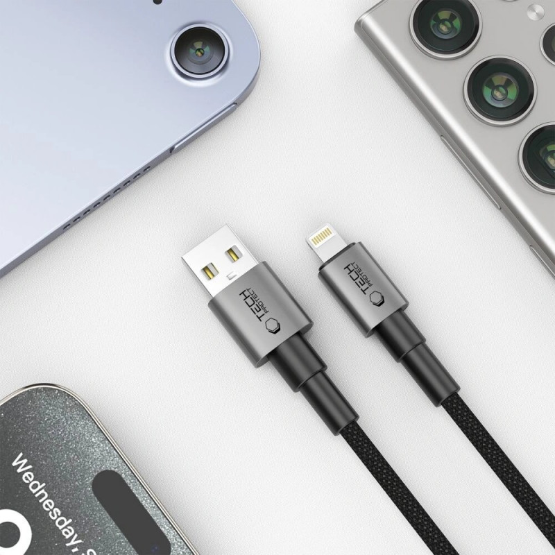 Tech-Protect Ultraboost DNA USB-A / Lightning kabelis 15W/2.4A 100 cm, Iron Grey