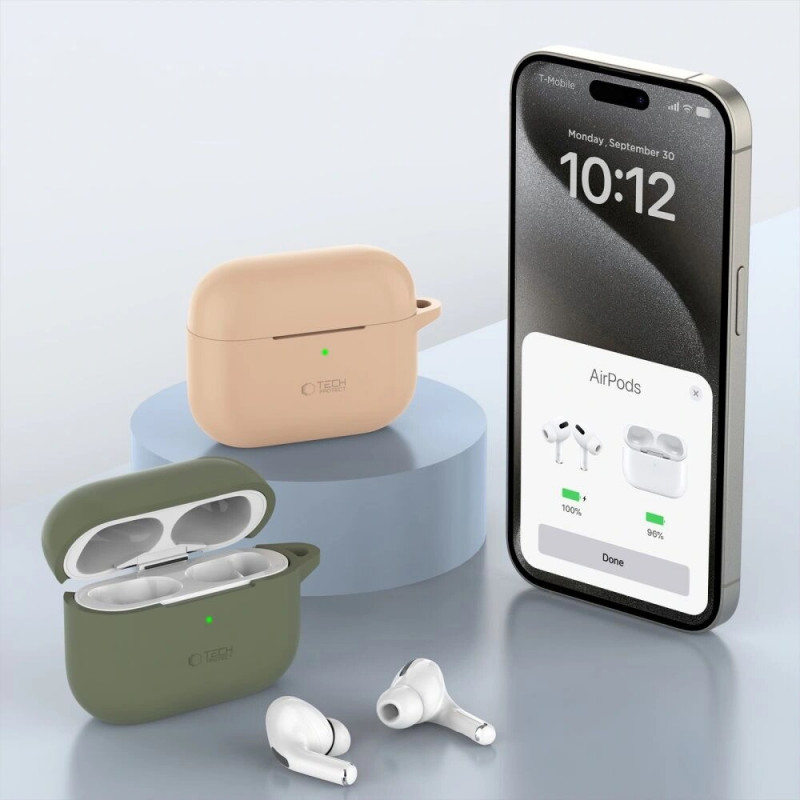 Tech-Protect Silicone Hook futrālis ar karabīni Apple AirPods Pro 1 / 2, Baby Blue