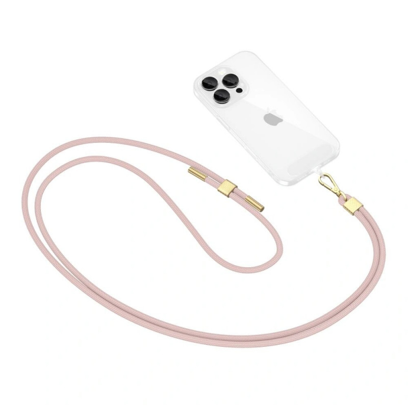 Tech-Protect C2S Rope Crossbody telefona siksniņa, Baby Pink/gold