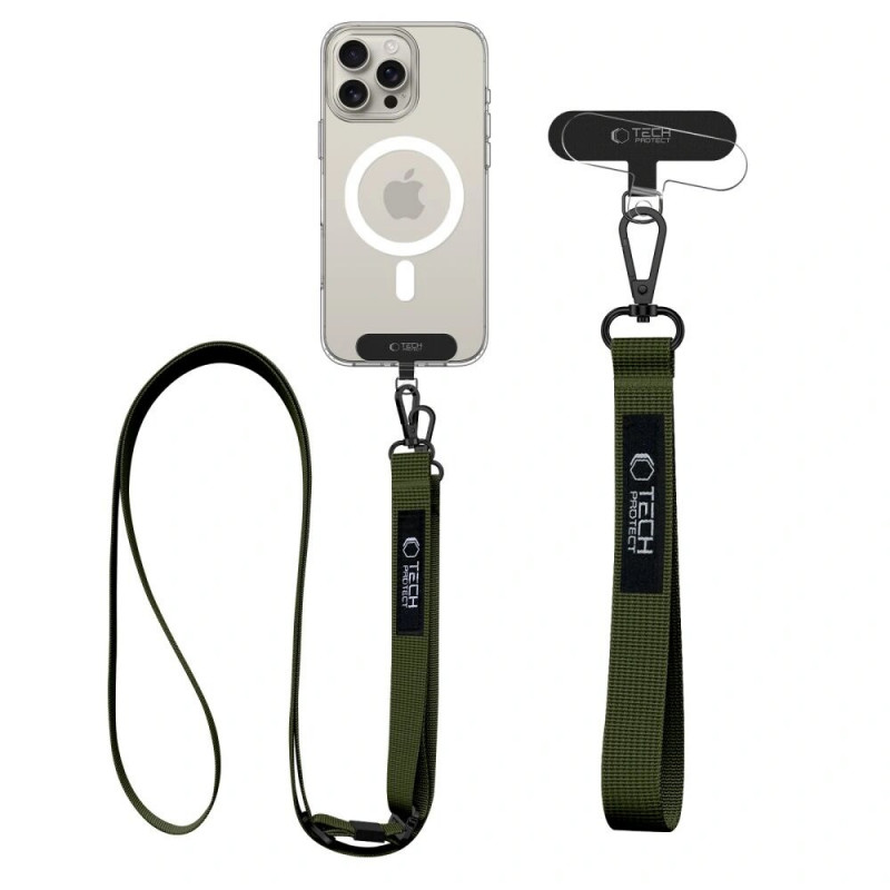 Tech-Protect C6S Rope Crossbody telefona siksnīte 2-in-1, Cargo Khaki (olivkrāsa)