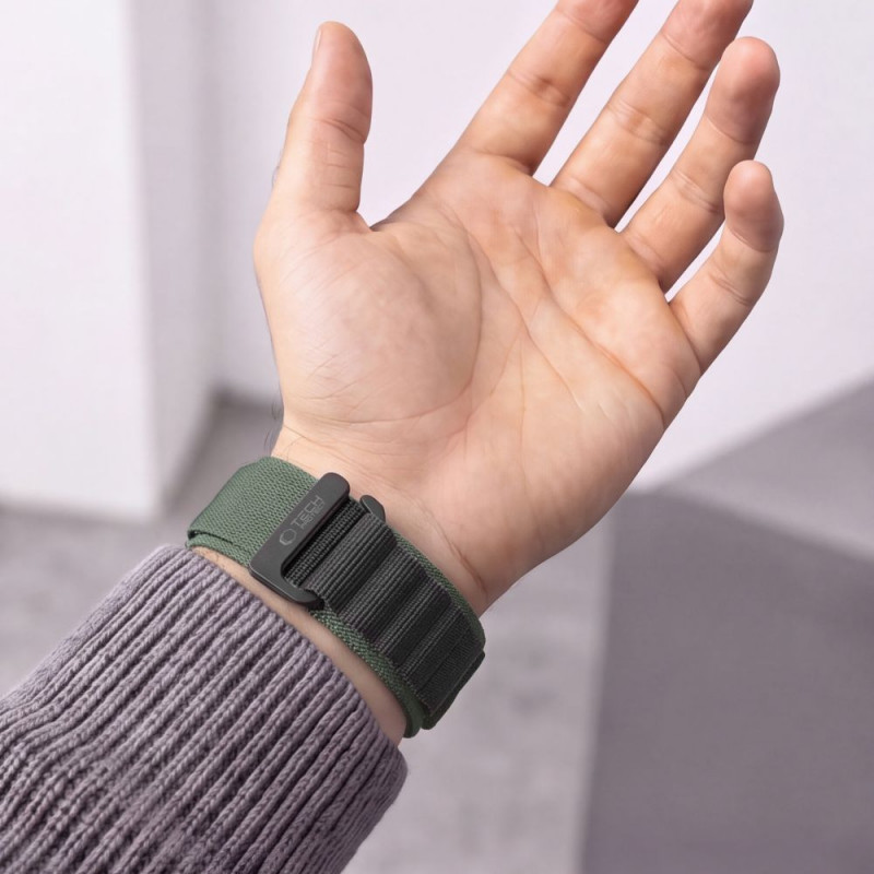 Tech-Protect Nylon Pro THP6034 pulksteņa siksniņa Garmin Fenix 5X / 5X Plus / 6X / 6X Pro / 7X / 8 / 8 Pro / 9 / 9 Pro (51 mm), zaļa / melna