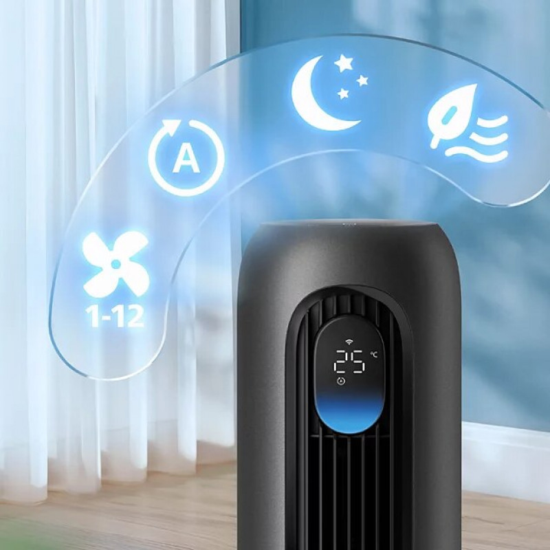 Philips 7000 Series CX7550/01 bezlāpstiņu torņa ventilators, melns