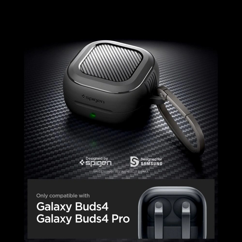 Spigen Rugged Armor korpuss Samsung Galaxy Buds 4 / 4 Pro austiņām, Matte Black
