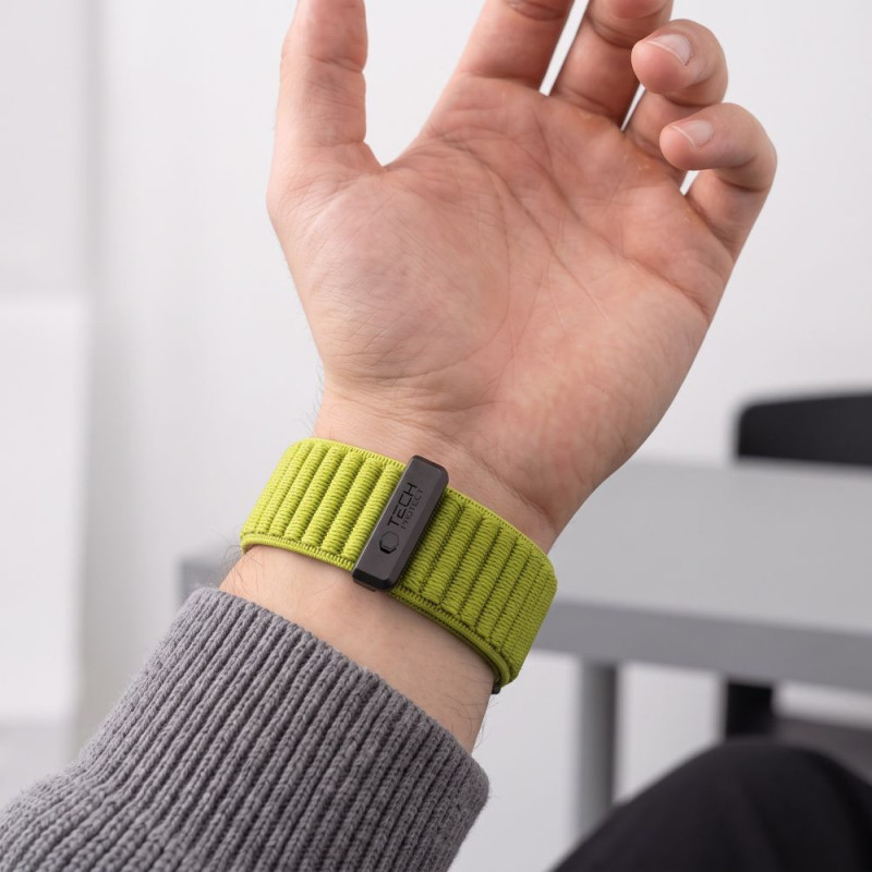 Tech-Protect NylonLoop THP6106 pulksteņa siksniņa Garmin Fenix 5X / 5X Plus / 6X / 6X Pro / 7X / 8 / 8 Pro / 9 / 9 Pro (51 mm), electric lime