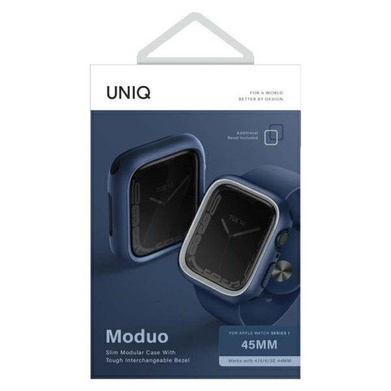 UNIQ Moduo Apple Watch 4/5/6/7/8/9/SE 44/45 mm maciņš, zili pelēks
