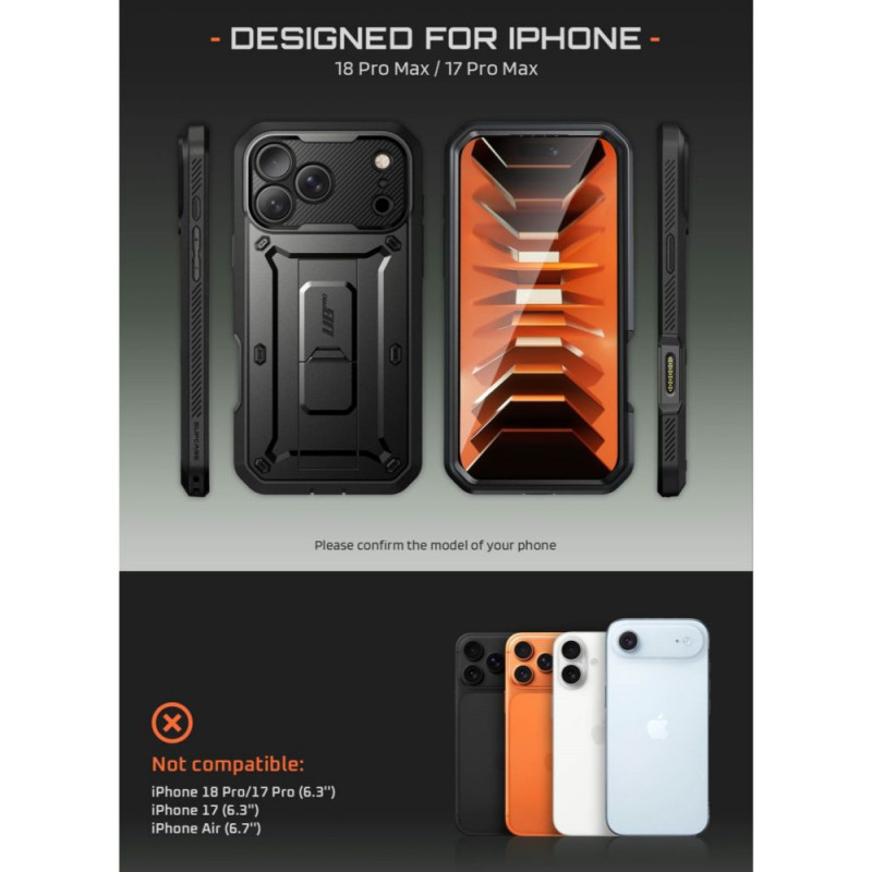 Supcase Unicorn Beetle Pro vāciņš Apple iPhone 17 Pro Max / 18 Pro Max, melns
