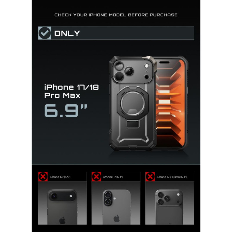Supcase UB Grip Mag MagSafe vāciņš Apple iPhone 17 Pro Max / 18 Pro Max, melns