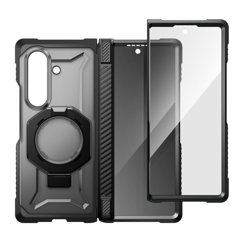 Supcase UB Grip Mag MagSafe vāciņš Samsung Galaxy Z Fold 8 ar rūdīto stiklu un privātuma stiklu, melns