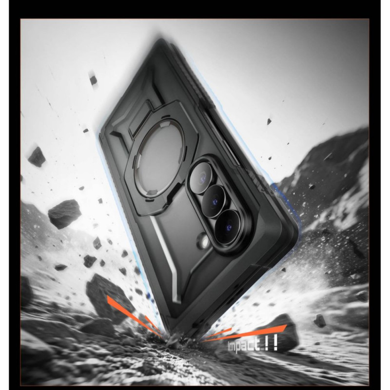Supcase UB Grip Mag MagSafe vāciņš Samsung Galaxy Z Fold 8 ar rūdīto stiklu un privātuma stiklu, melns