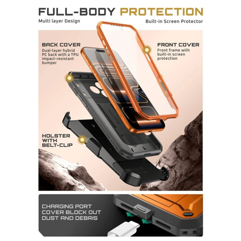 Supcase Unicorn Beetle Pro korpuss Apple iPhone 17 Pro Max, koraļu krāsā