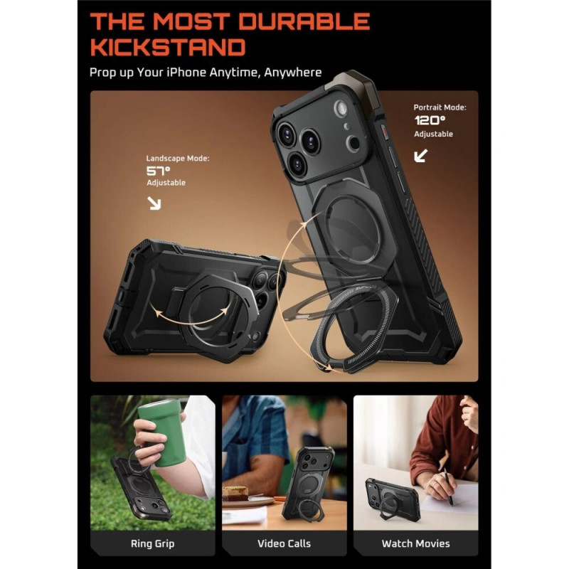 Supcase Unicorn Beetle Grip Mag MagSafe vāciņš Apple iPhone 17 Pro Max, melns