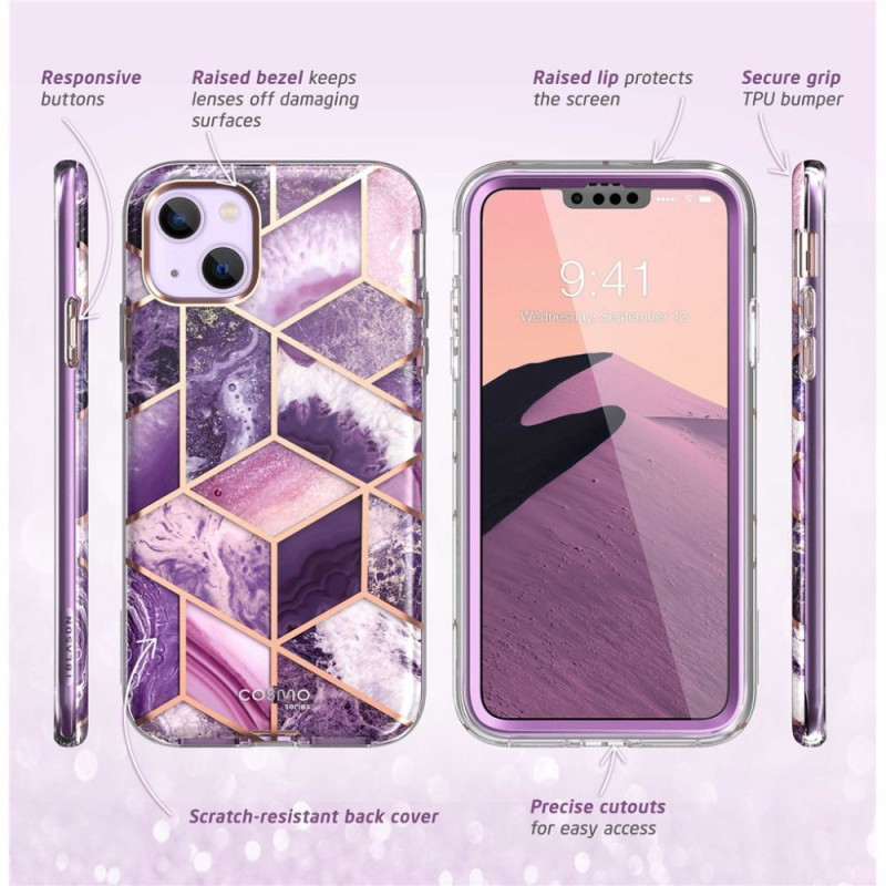 Supcase Cosmo Case Apple iPhone 14 Plus / 15 Plus, Marble Purple